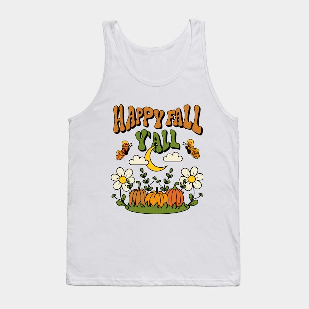 Happy Fall Y'all Shirt Design Tank Top by themindfulbutterfly